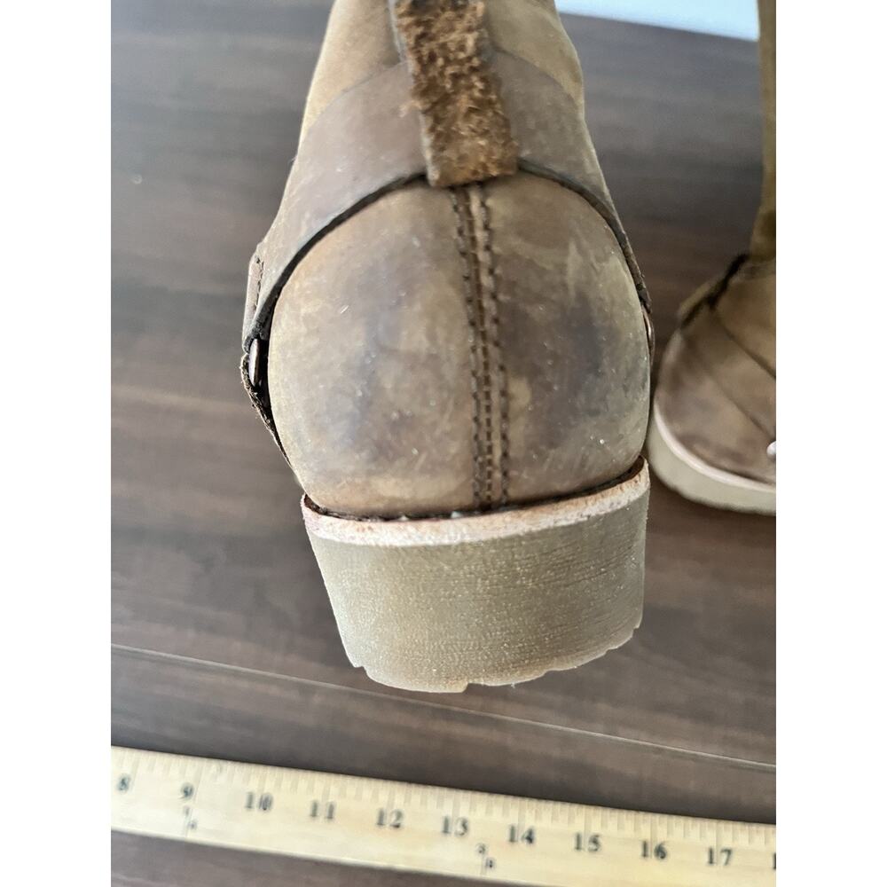 TEVA DE LA VINA WATERPROOF LEATHER TALL BOOTS US 8.5 WOMENS BROWN SIDE ZIP BOOT - Picture 7 of 12